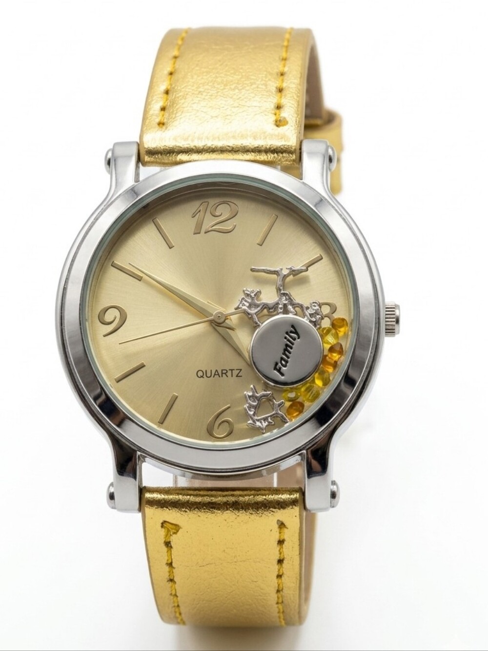 Vintage Avon Floating Charms "Family" Gold Tone Wristwatch